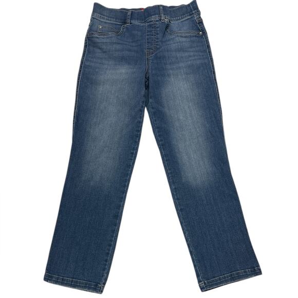 Spanx Womens Medium Pull on Stretchy Denim Jeans Straight Pants Casual Basic - Picture 1 of 6
